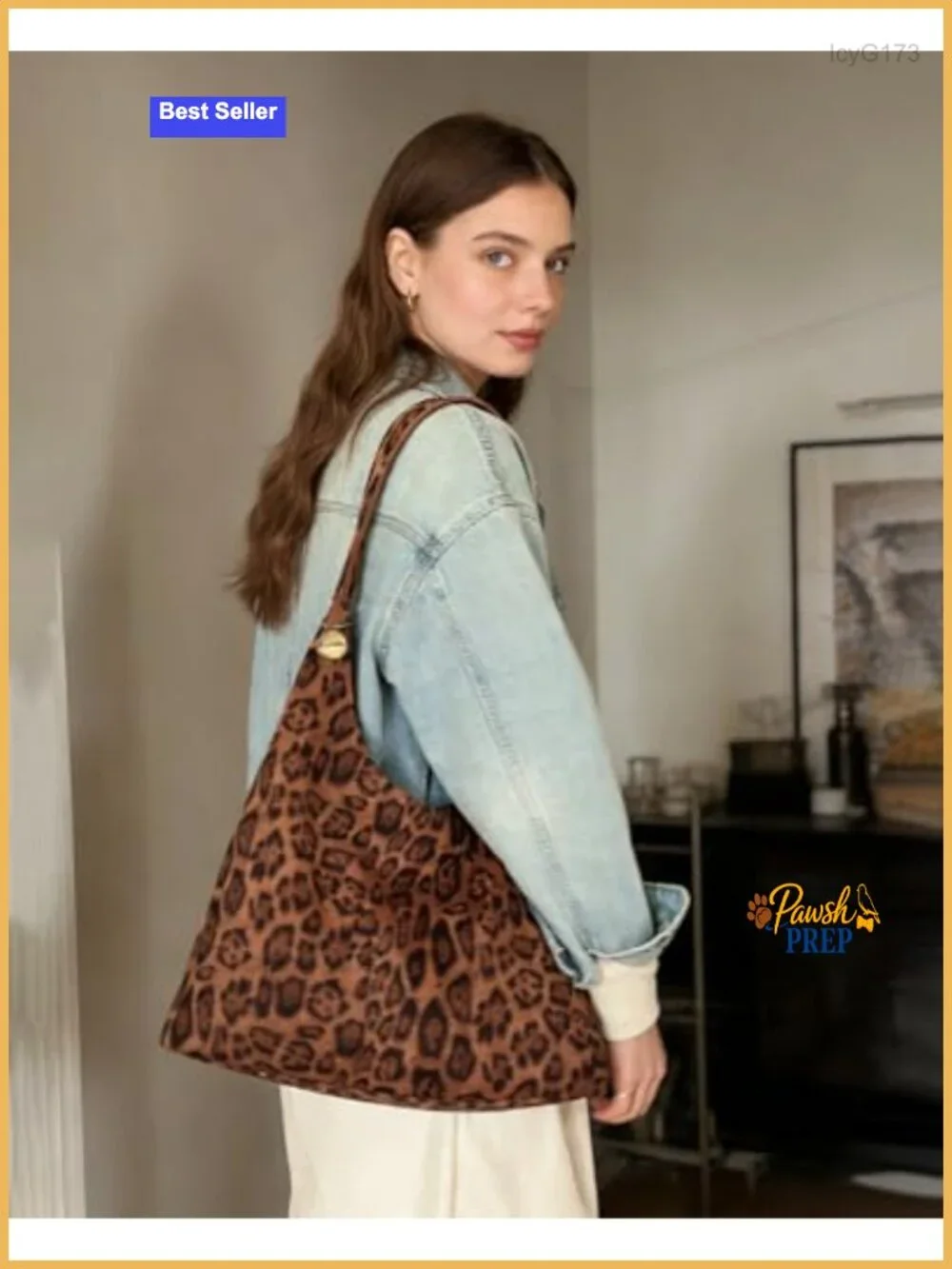 Faux Suede Leopard Print Slouchy Hobo Shoulder Tote Bag Large Work Purse